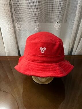 TNA by Aritzia Red Bucket Hat with White Logo Tag